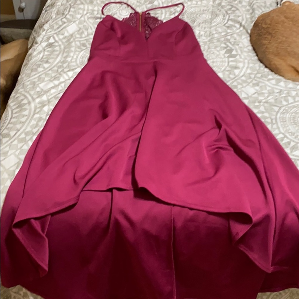 High low maroon dress